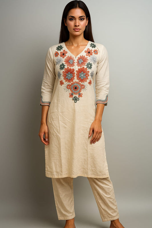 Premium Khadi Heavy Design Embroidered Co-ord set