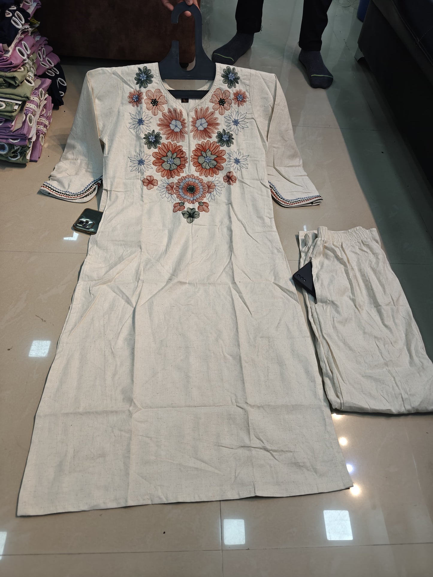 Premium Khadi Heavy Design Embroidered Co-ord set