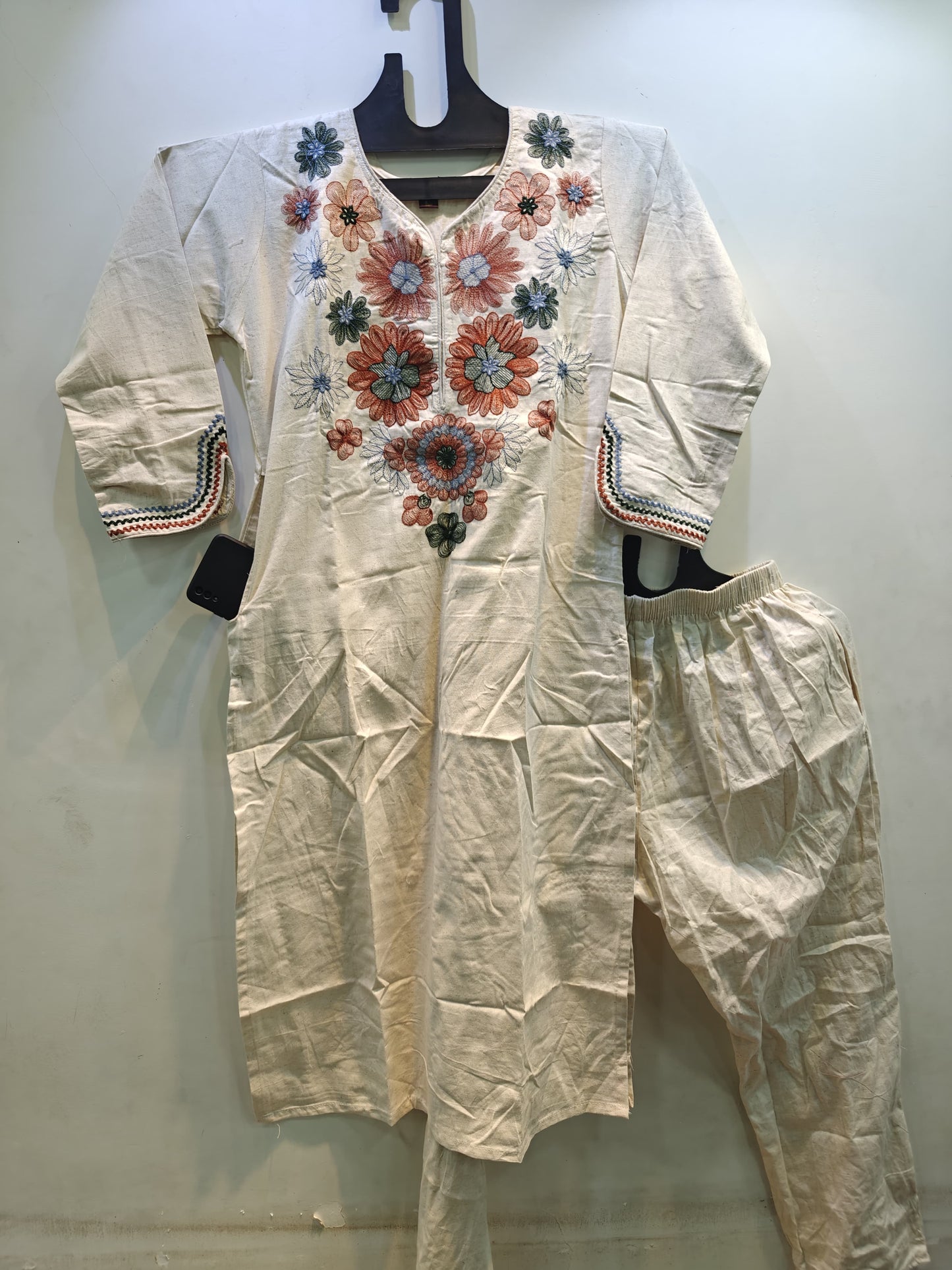Premium Khadi Heavy Design Embroidered Co-ord set