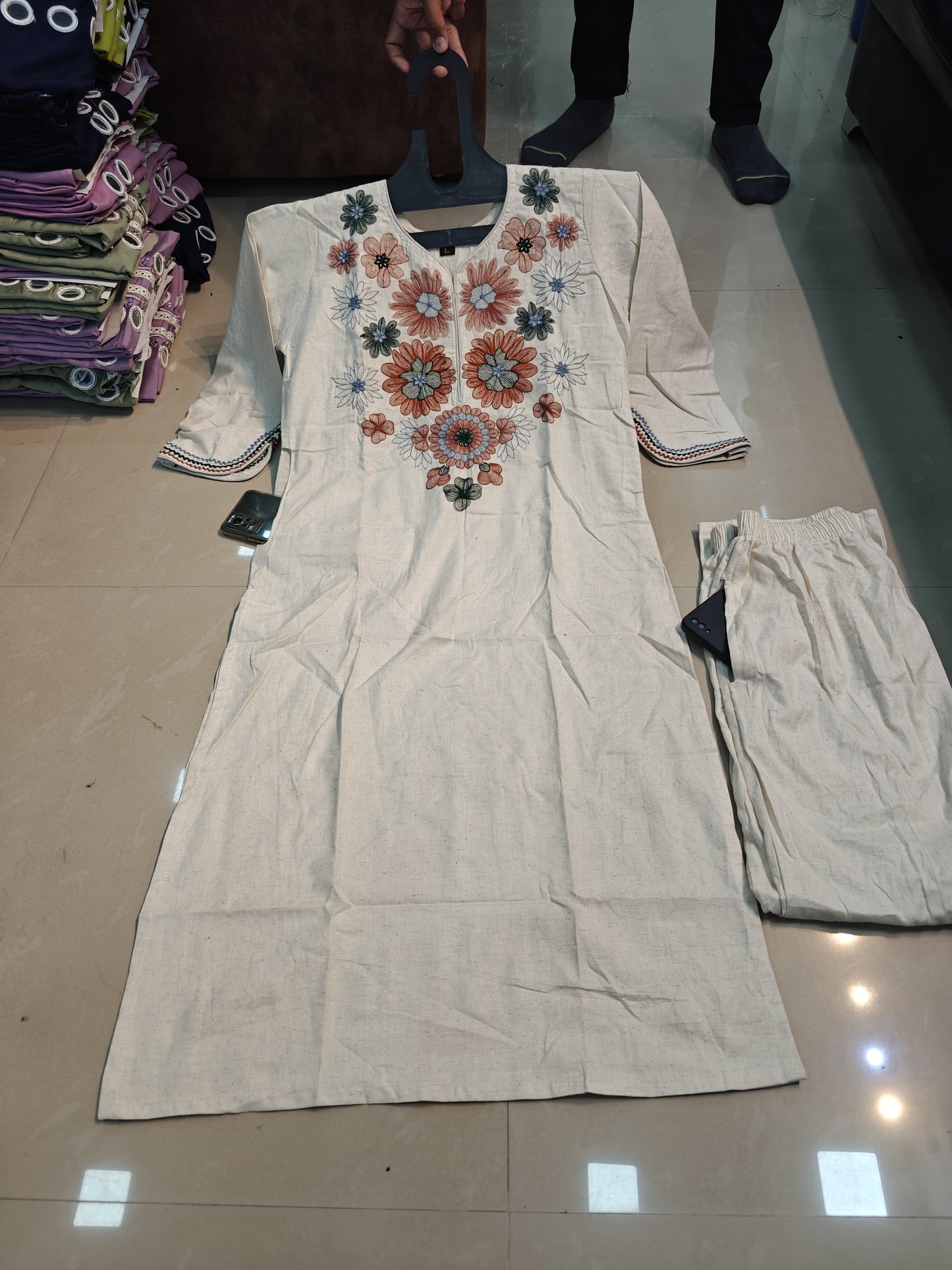 Premium Khadi Heavy Design Embroidered Co-ord set