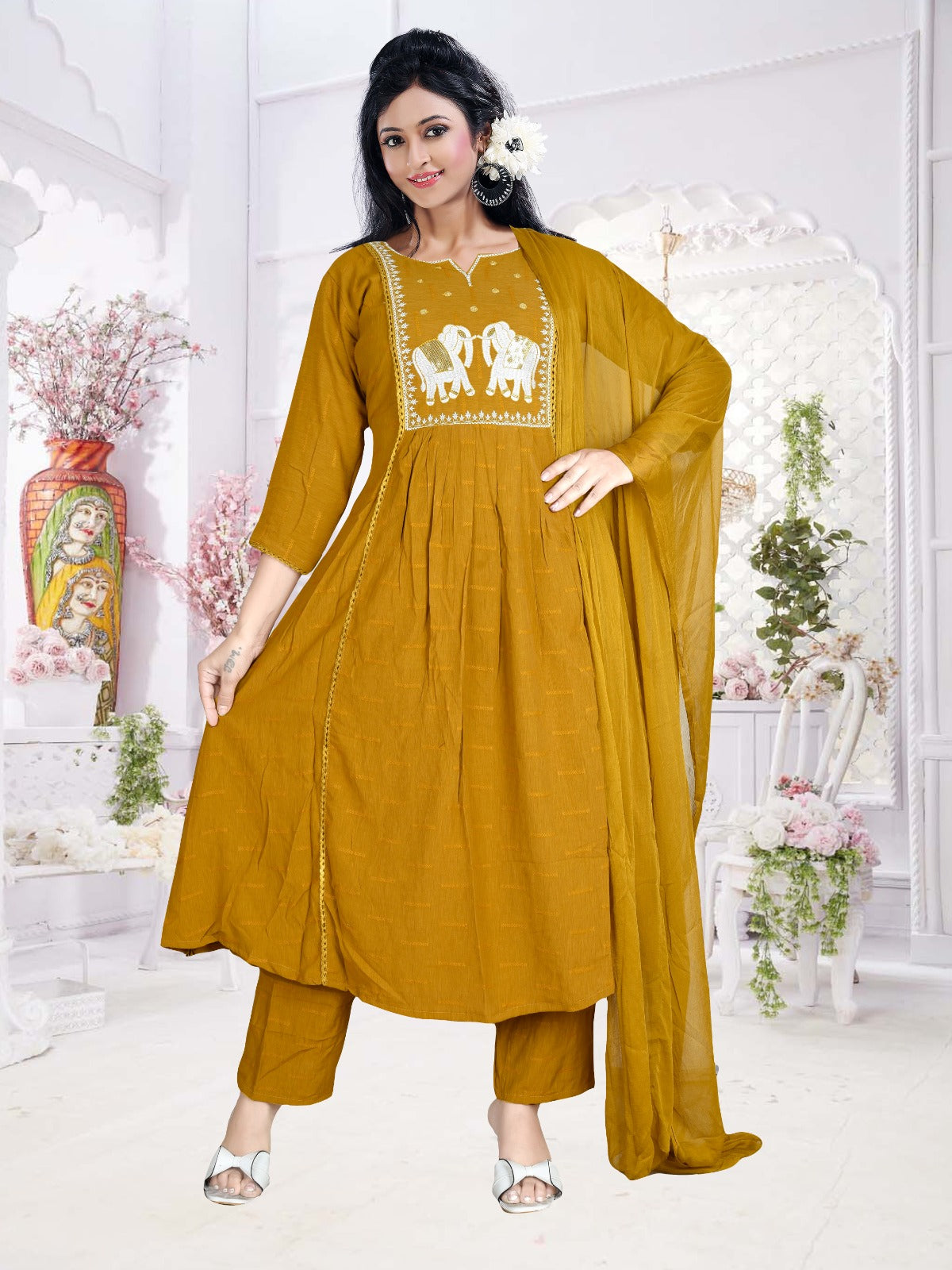 Rinkal Fabric Elephant yog Anarkali Set
