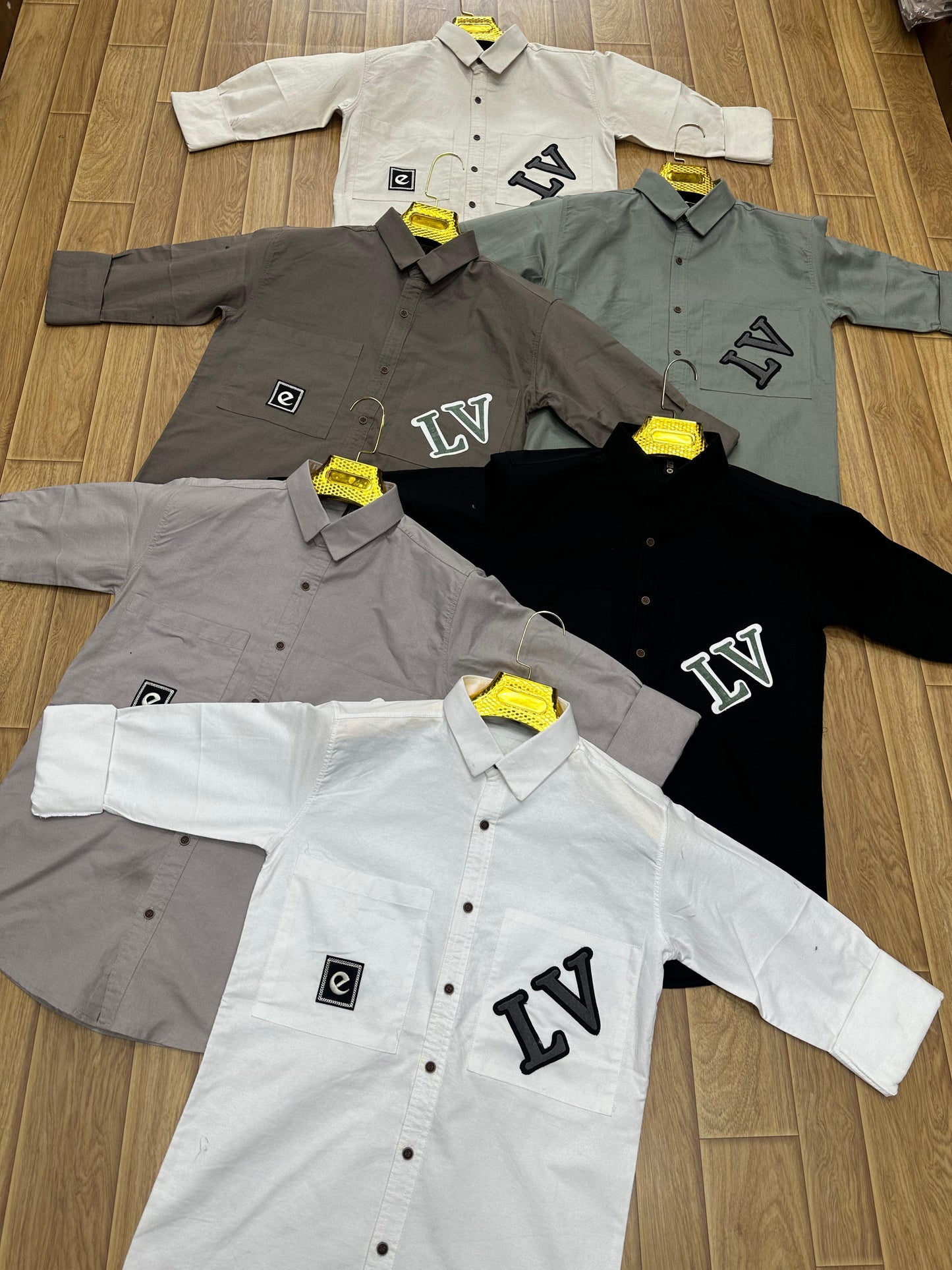 Stylish Men's Casual Shirts with Unique "LV" Patch