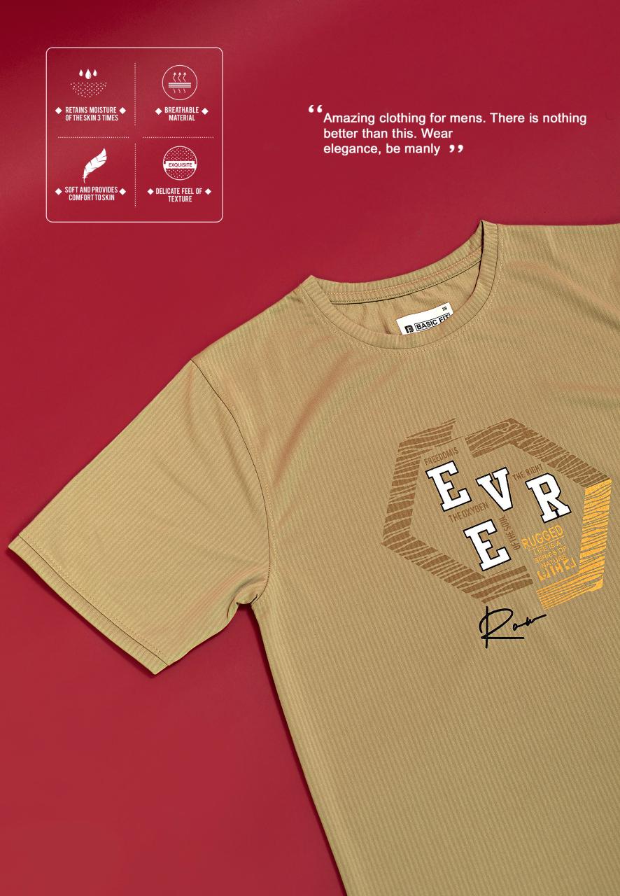 Men's "VICTORY STAY TRUE" Printed Round Neck T-shirt