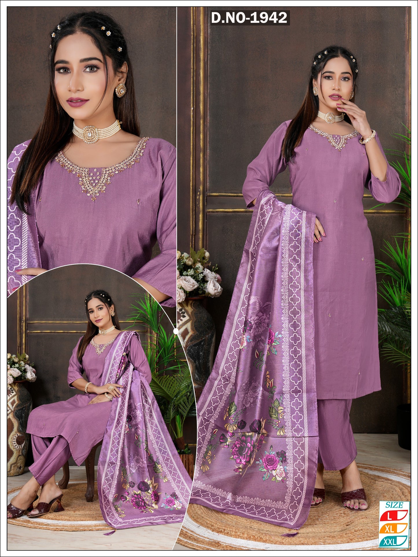 Elegant Women's Roman Silk Suit Set