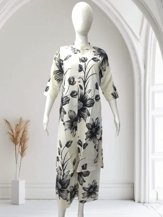Women's Rayon 14 KG Heavy Printed Kurta & Pant Set