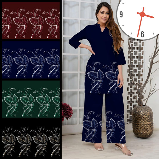 Women's Rayon Printed Kurta & Palazzo Set