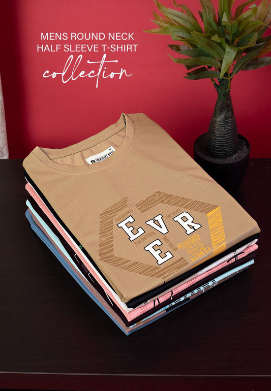 Men's "VICTORY STAY TRUE" Printed Round Neck T-shirt