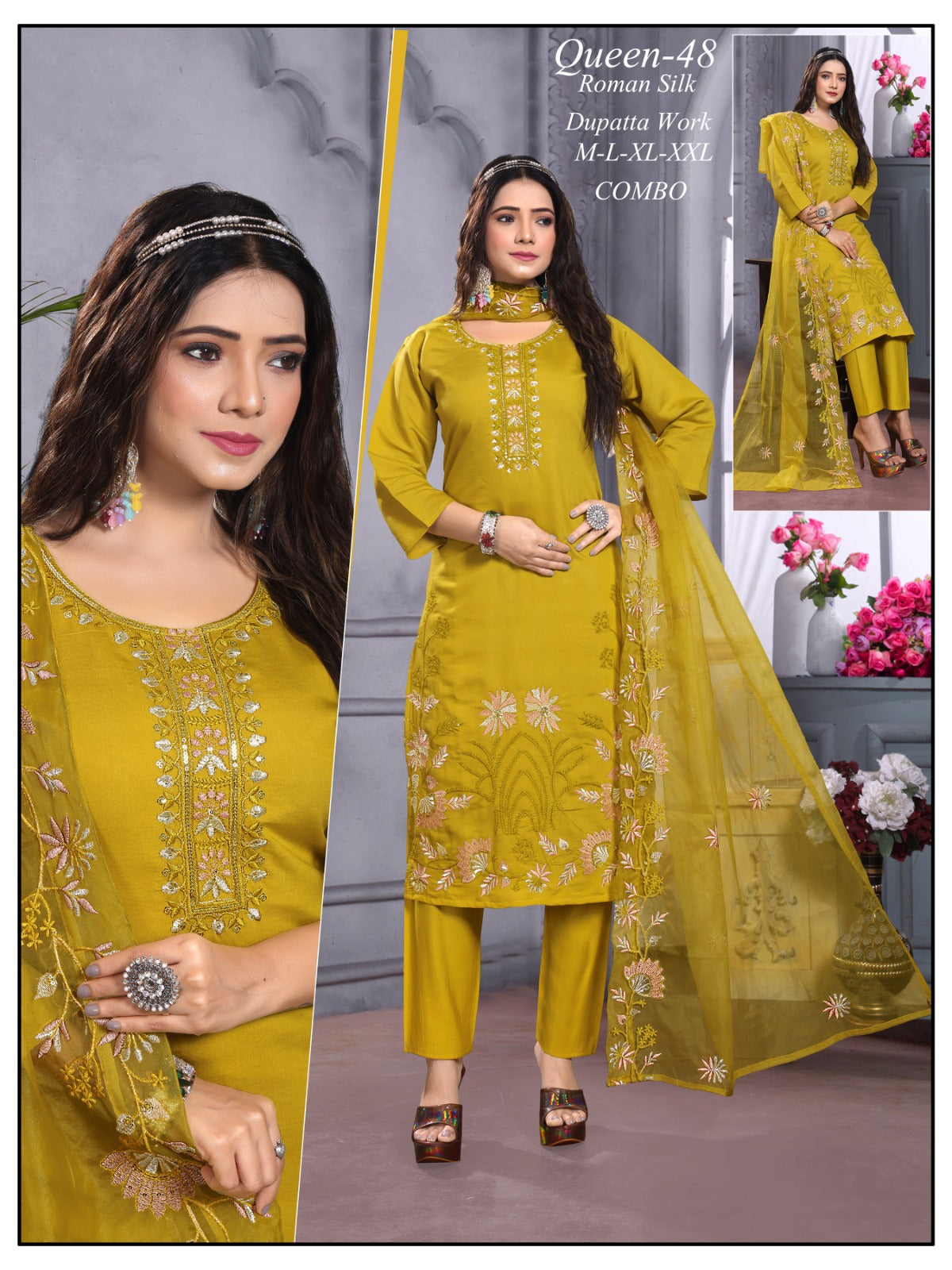 Roman silk desgined kurti