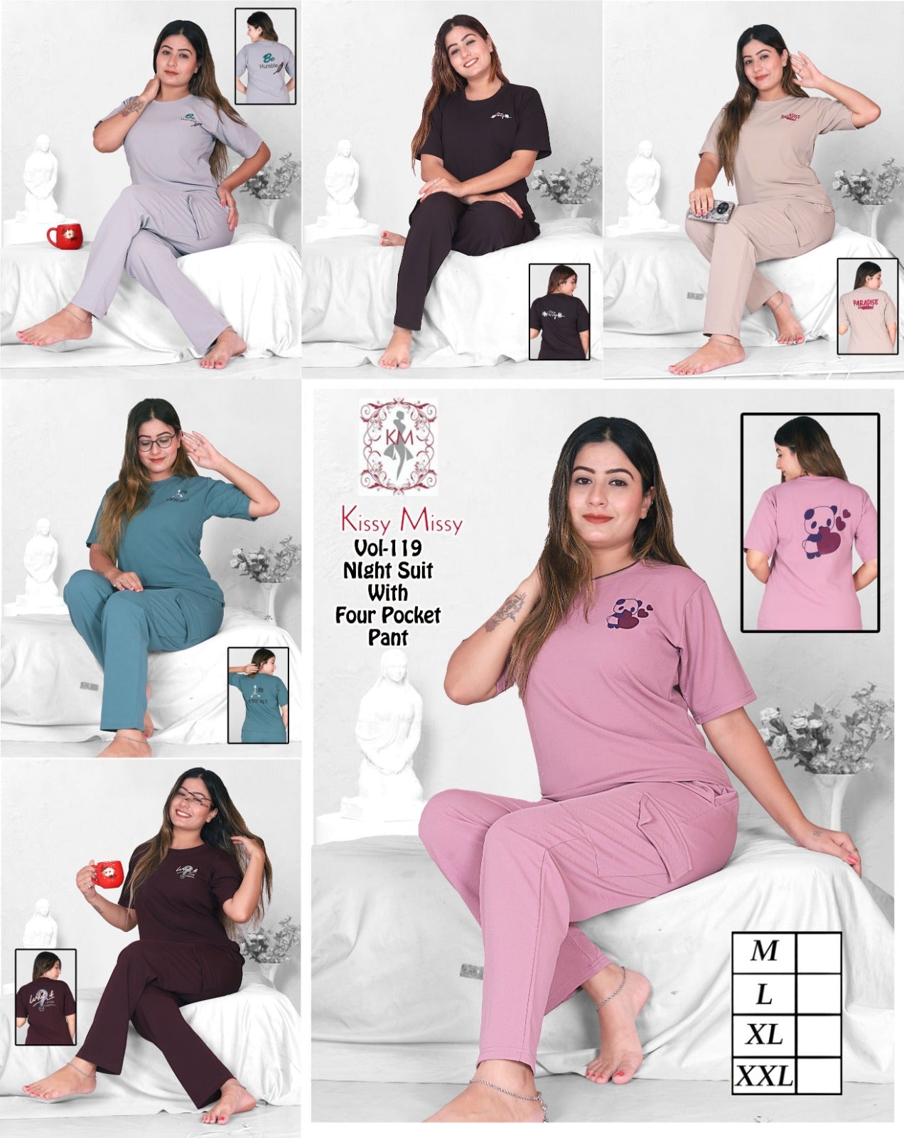 Backprint  cargo style night suit