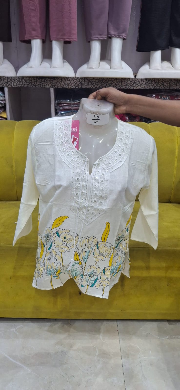 Basic Mix Fabric T-Shirt/Top