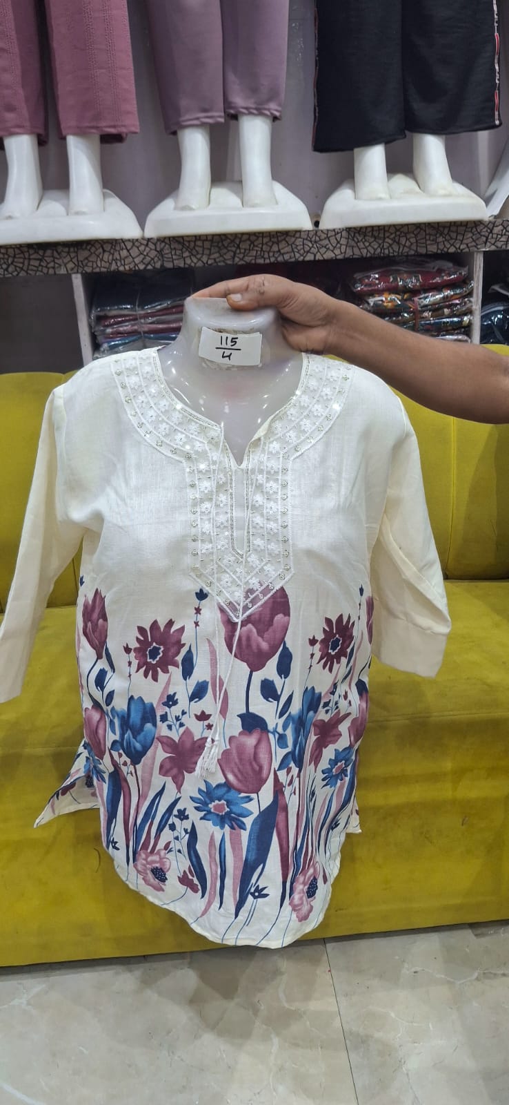 Basic Mix Fabric T-Shirt/Top