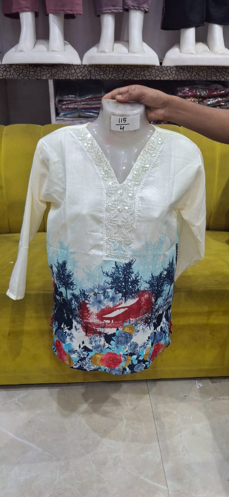 Basic Mix Fabric T-Shirt/Top