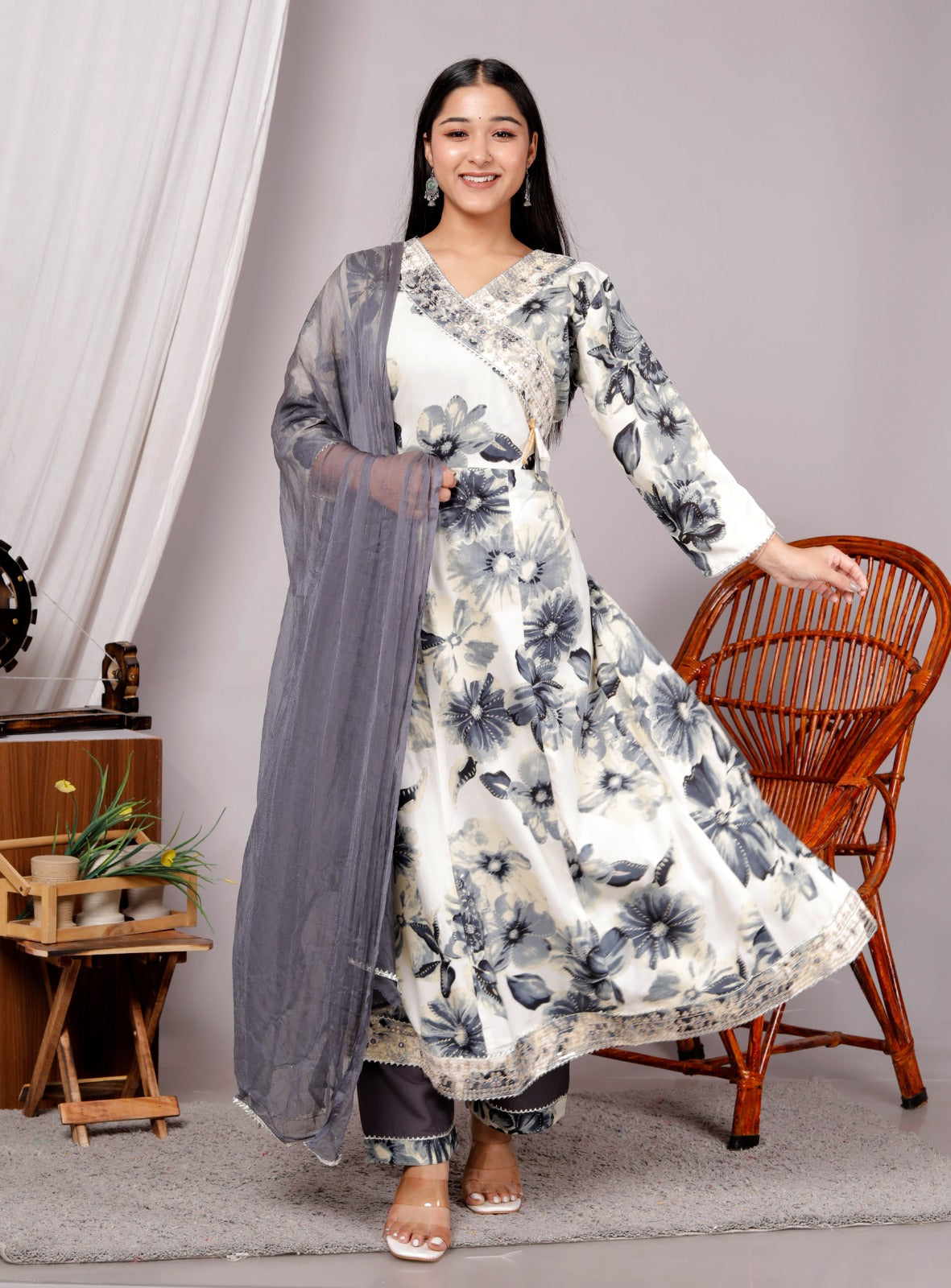 Rayon Foil Fabric Kurti Set