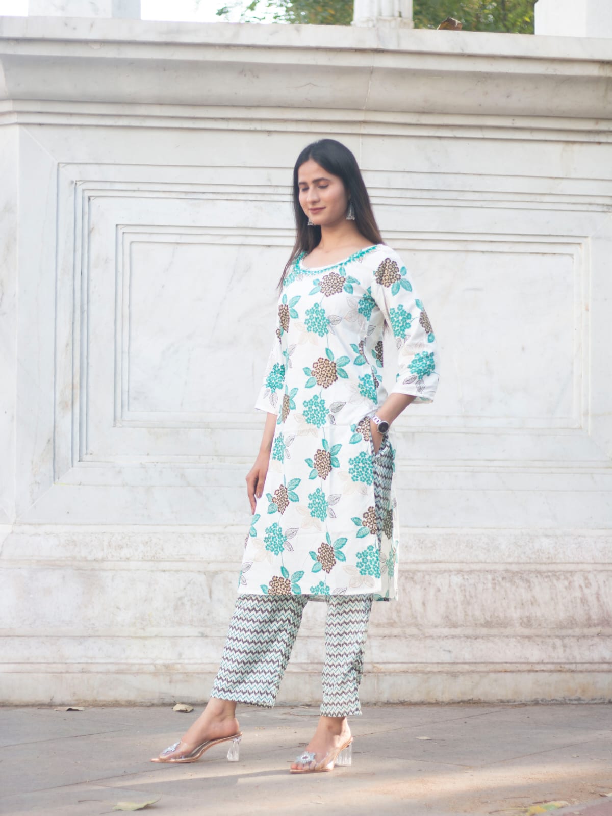 Rayon Foil Print Kurti Set