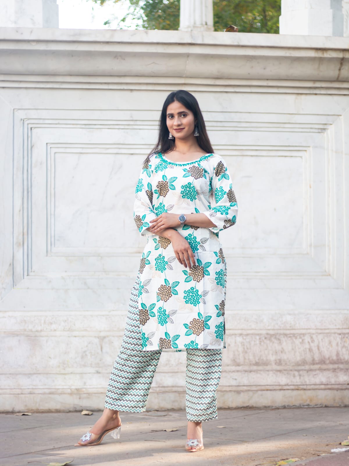 Rayon Foil Print Kurti Set