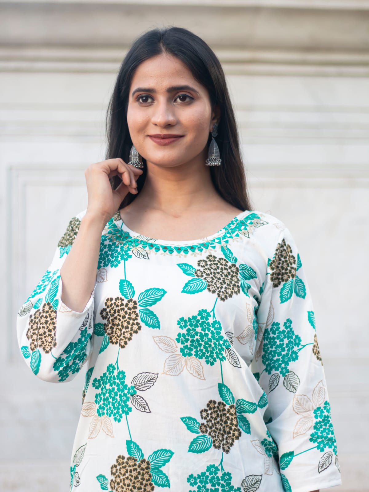 Rayon Foil Print Kurti Set