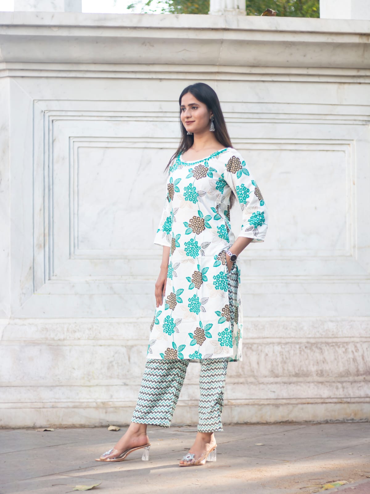 Rayon Foil Print Kurti Set