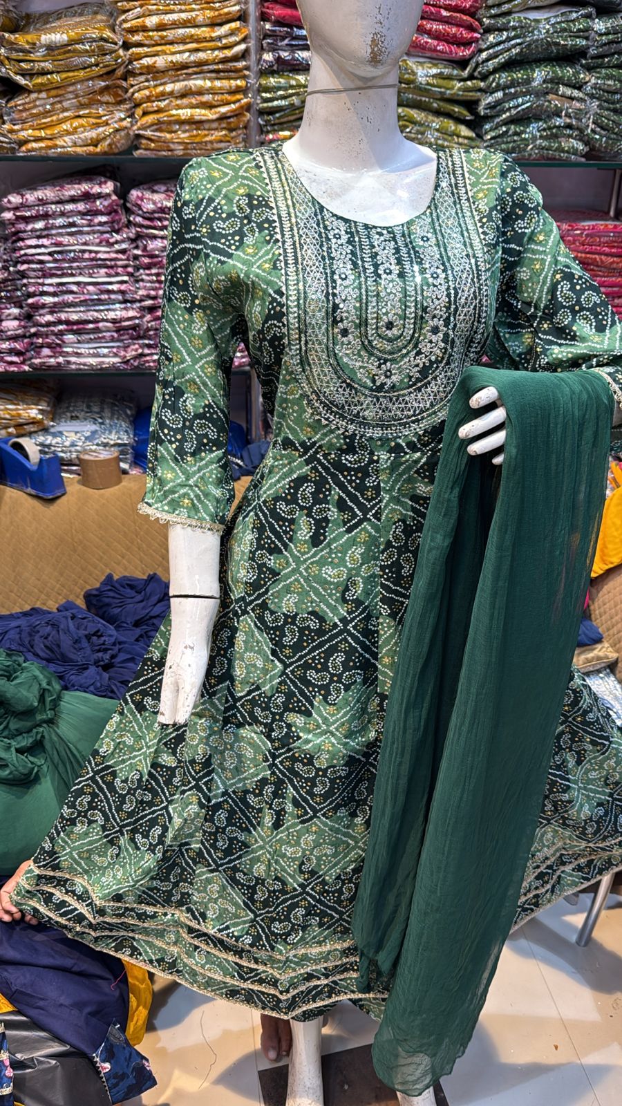 Rayon foil long ghera 3pc