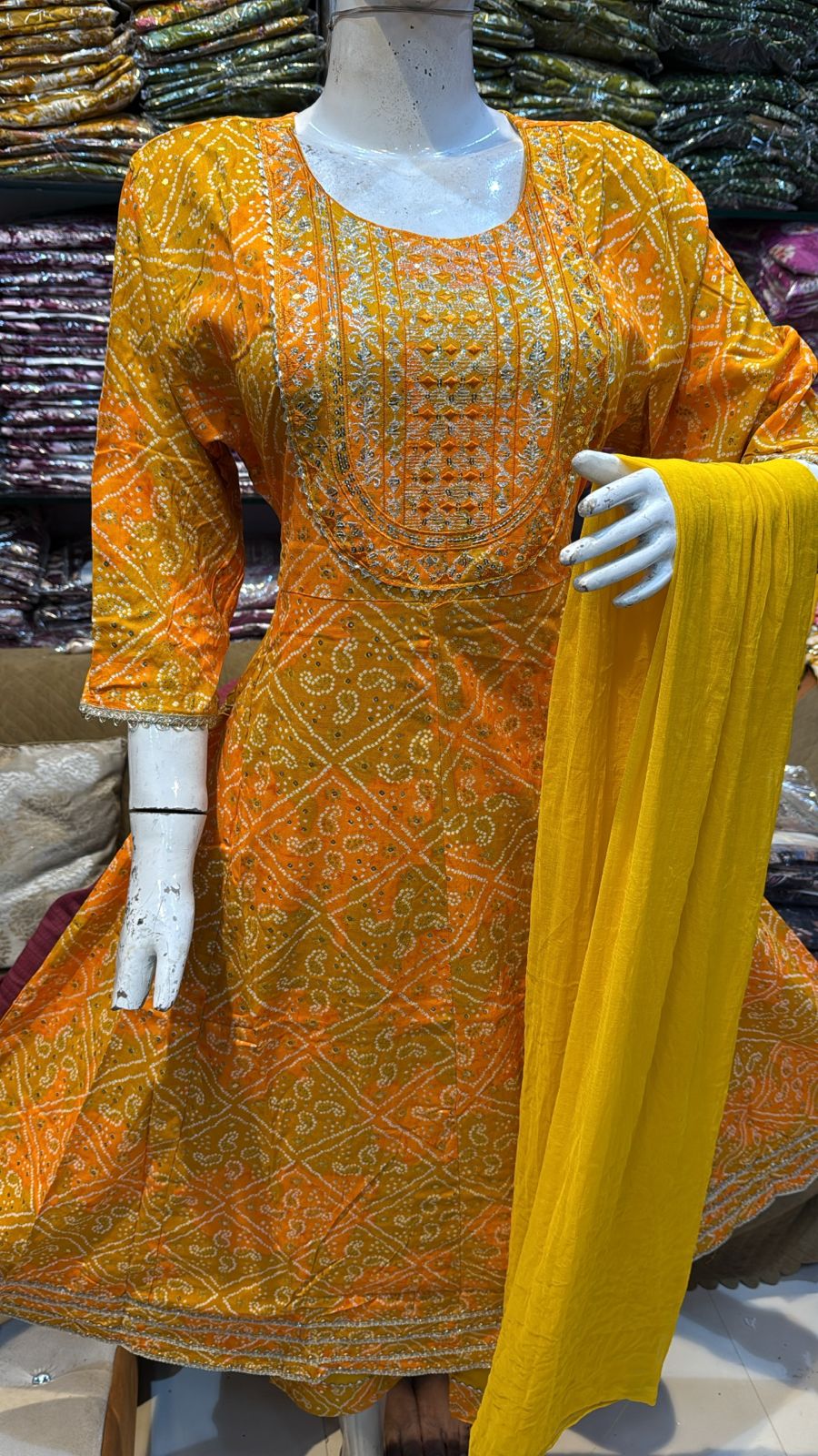 Rayon foil long ghera 3pc