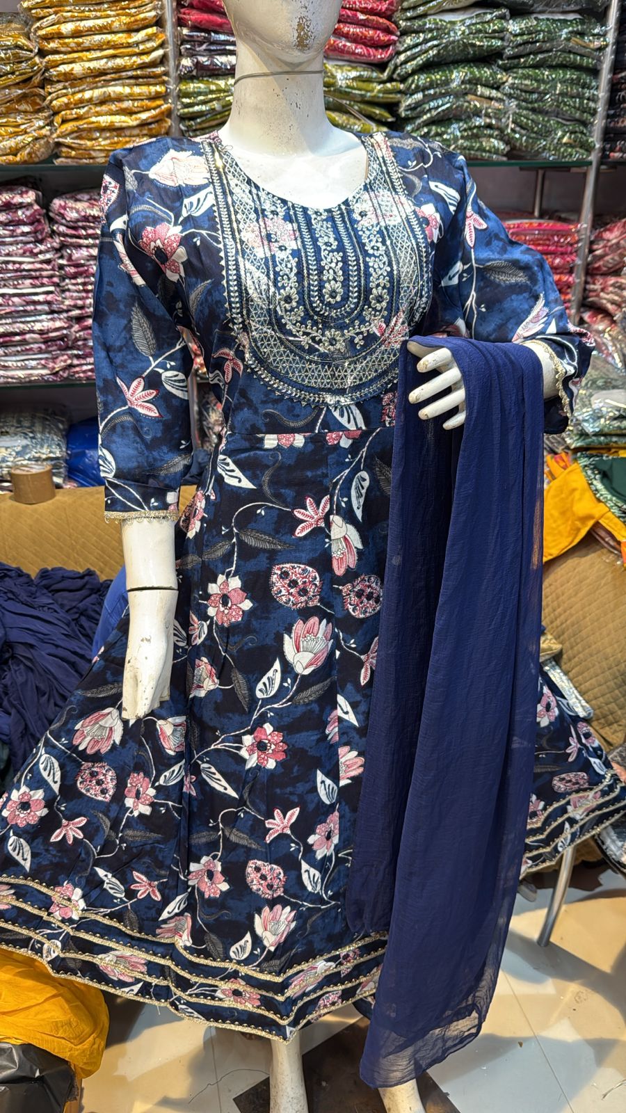 Rayon foil long ghera 3pc