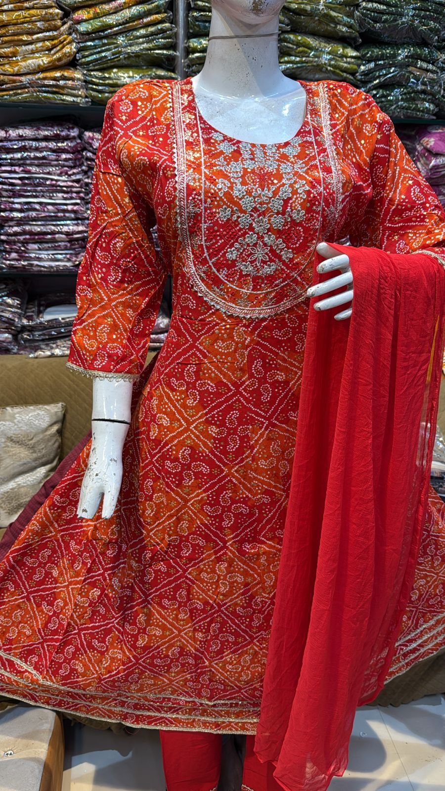 Rayon foil long ghera 3pc