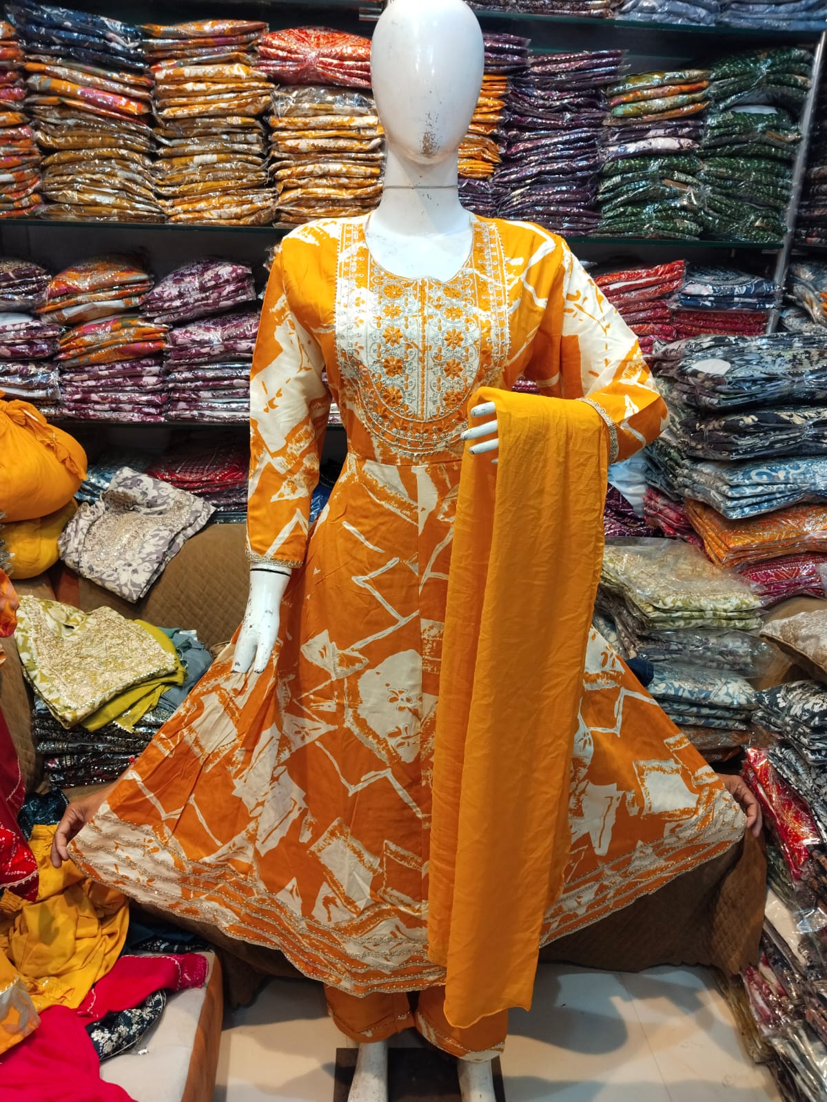 Rayon foil long ghera 3pc