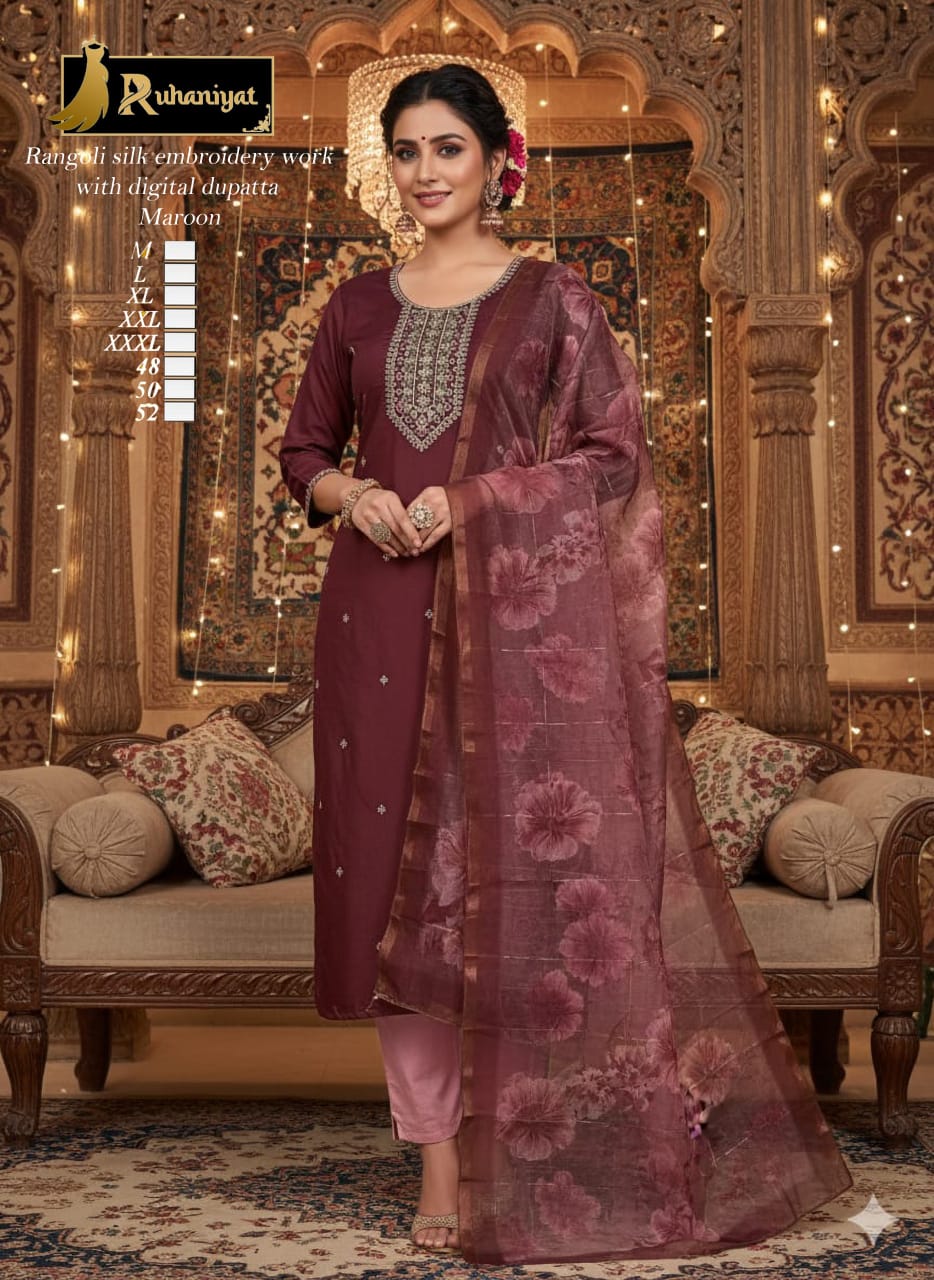 Rangoli silk embroidery work