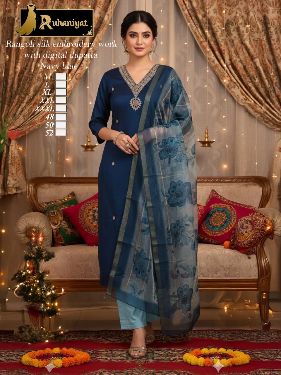 Rangoli silk embroidery work