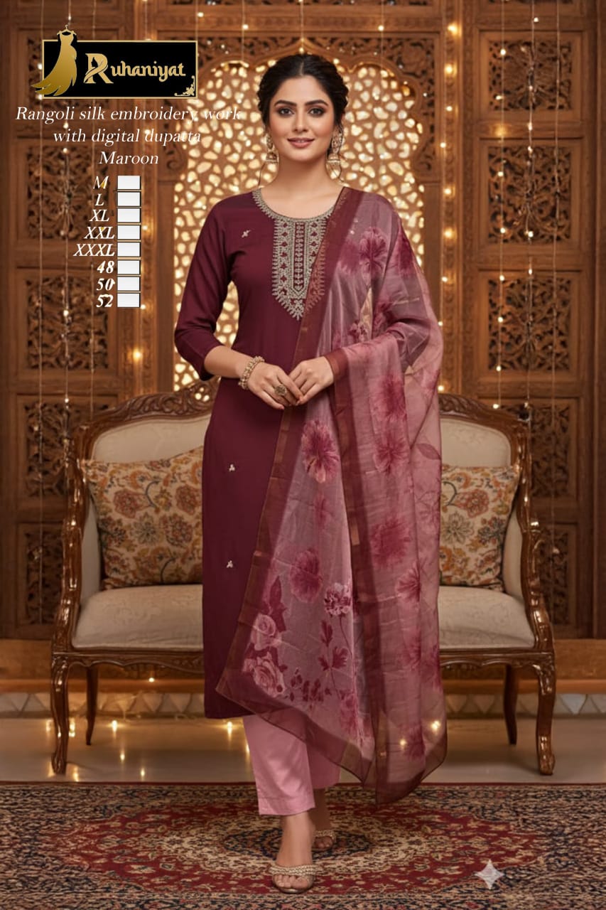 Rangoli silk embroidery work