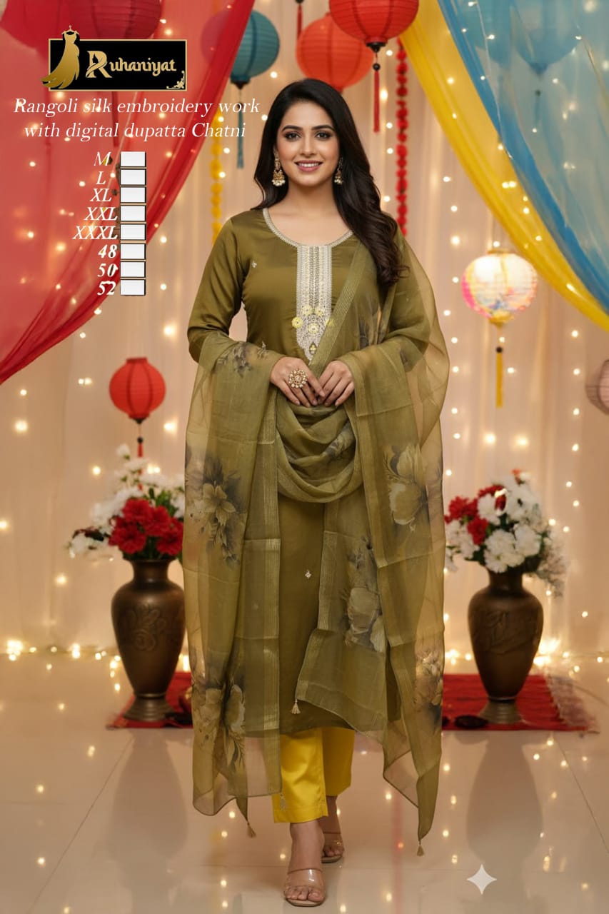 Rangoli silk embroidery work