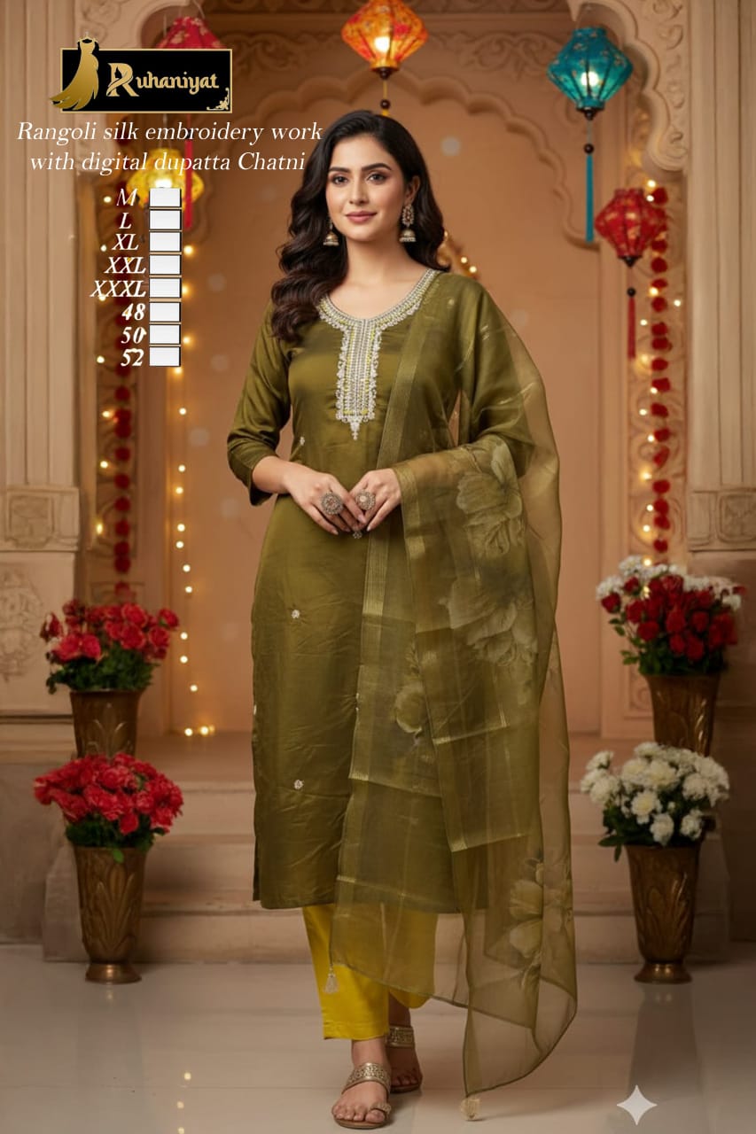 Rangoli silk embroidery work