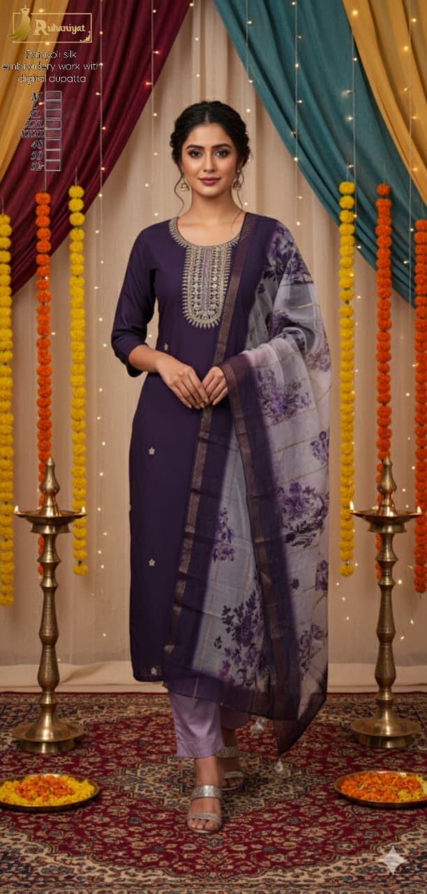 Rangoli silk embroidery work