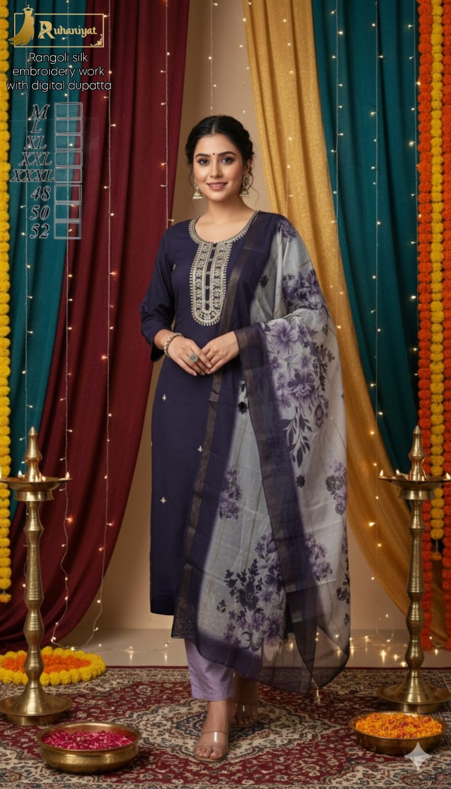 Rangoli silk embroidery work