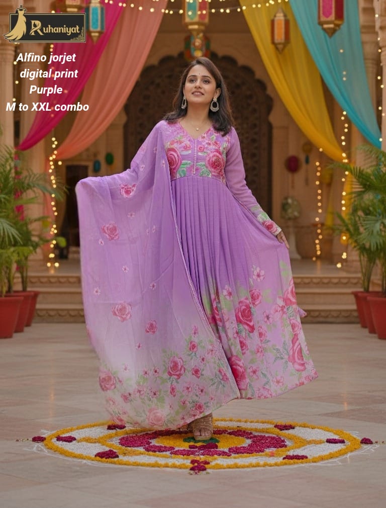 Alfino Georgette Anarkali Kurta Set