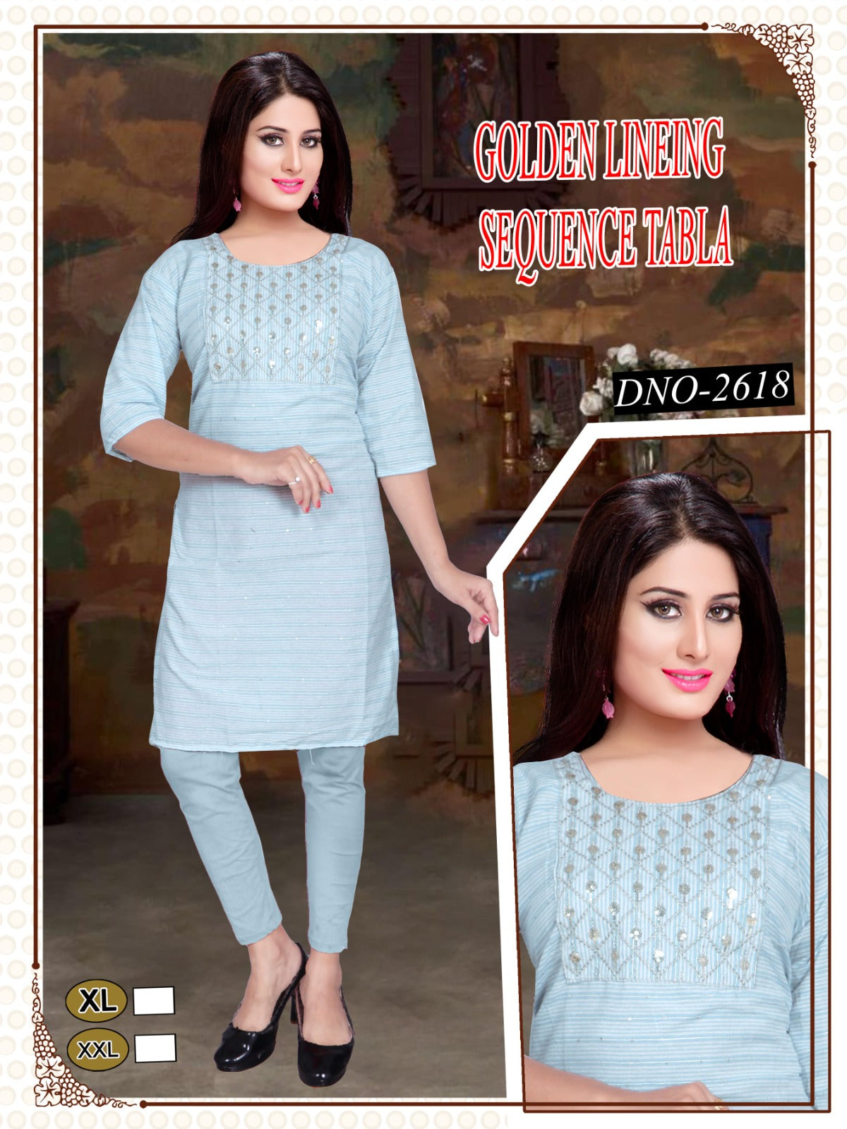 Girls' Printed reyon golden kurti