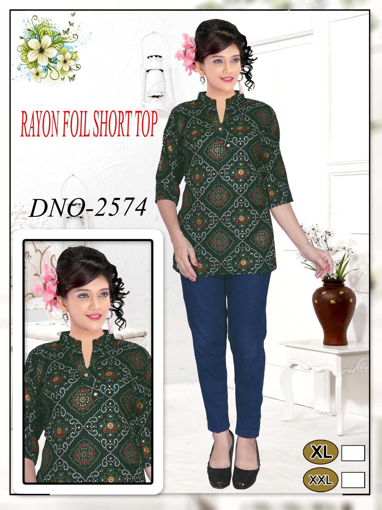 Girls' Printed reyon fabric  Kurti