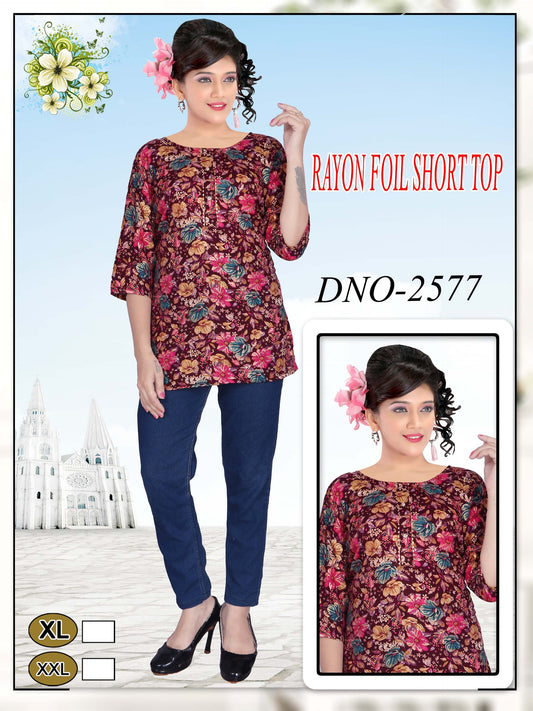 Girls' Printed reyon fabric  Kurti