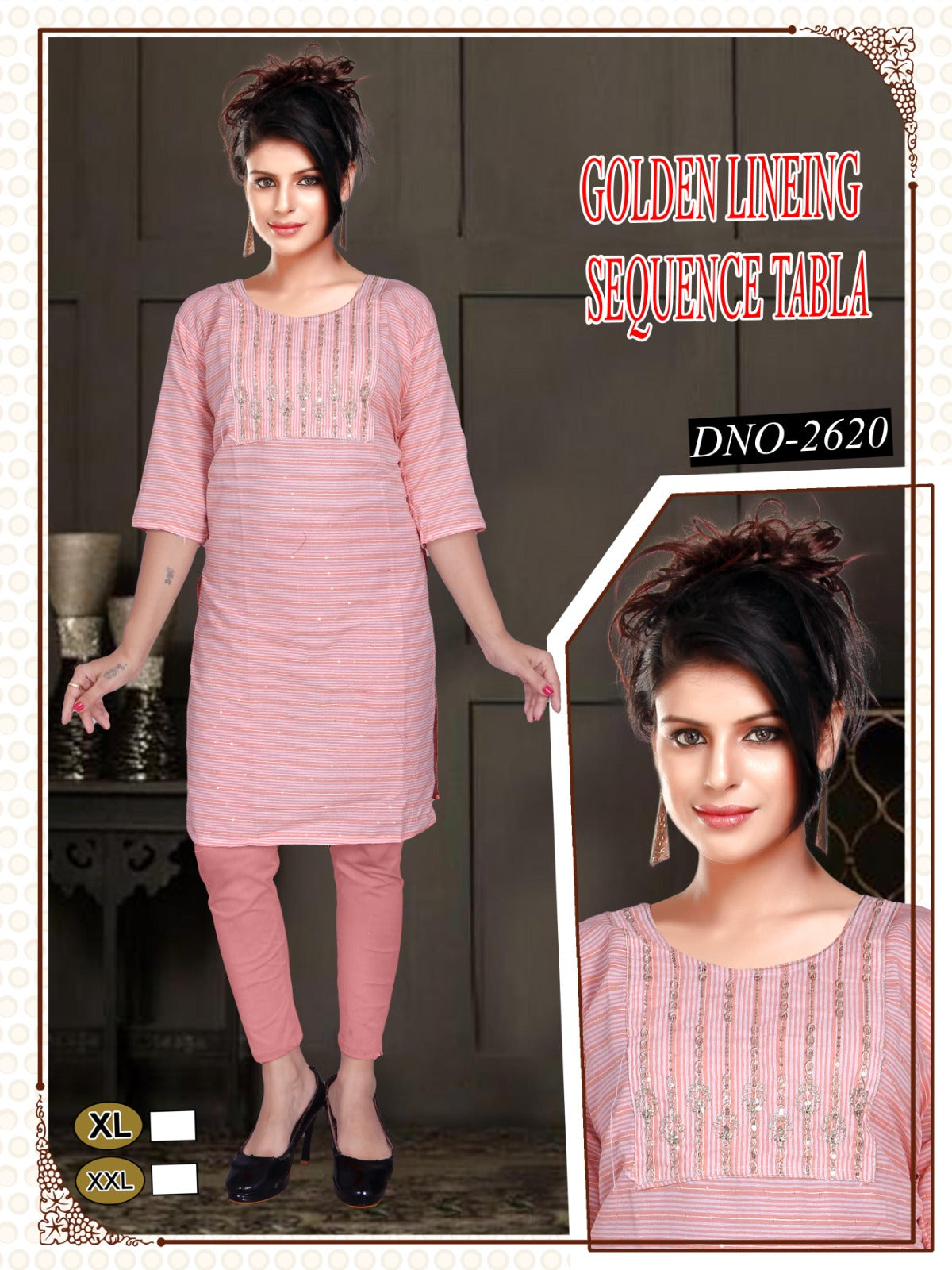 Girls' Printed reyon golden kurti