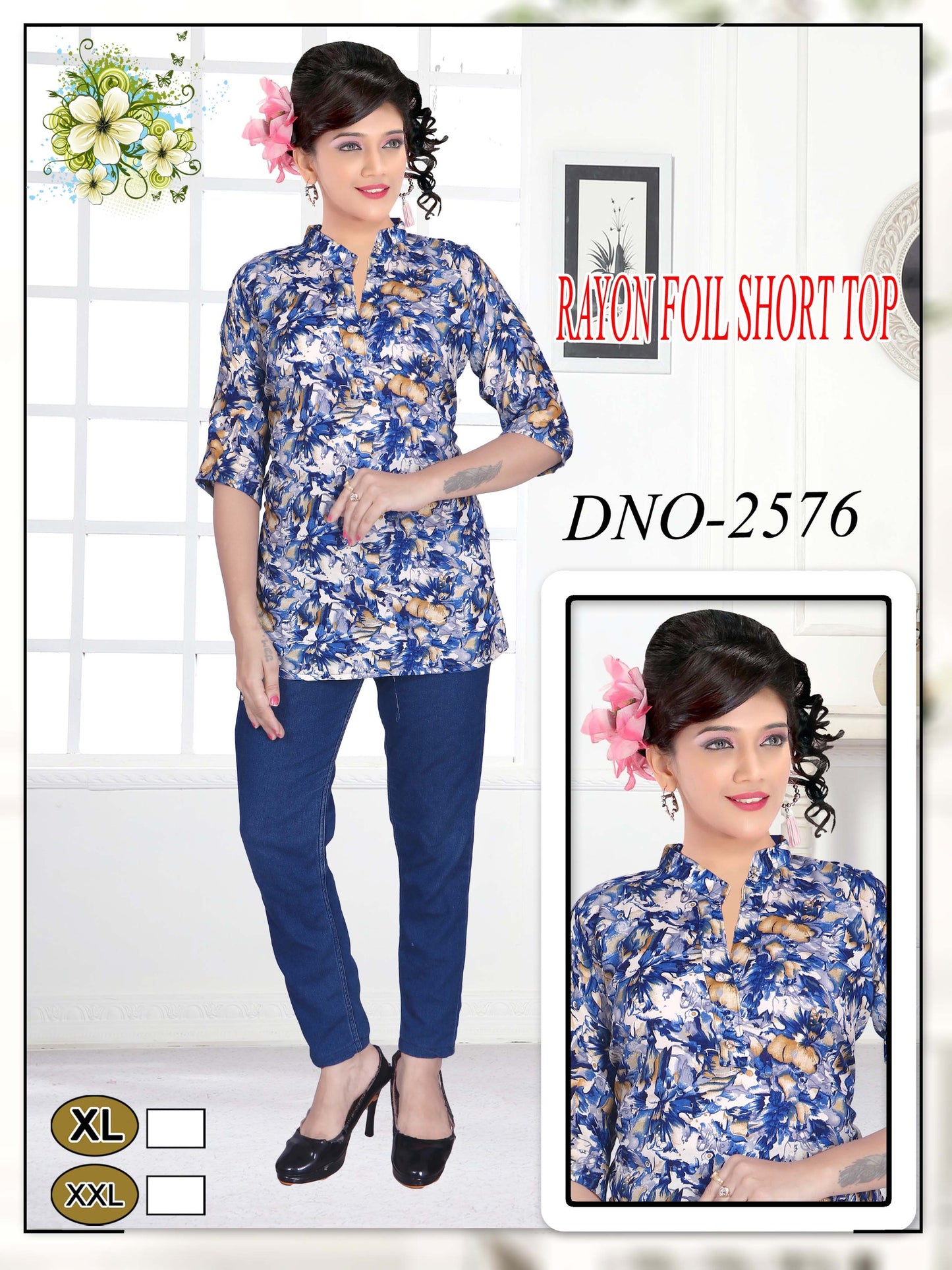 Girls' Printed reyon fabric  Kurti