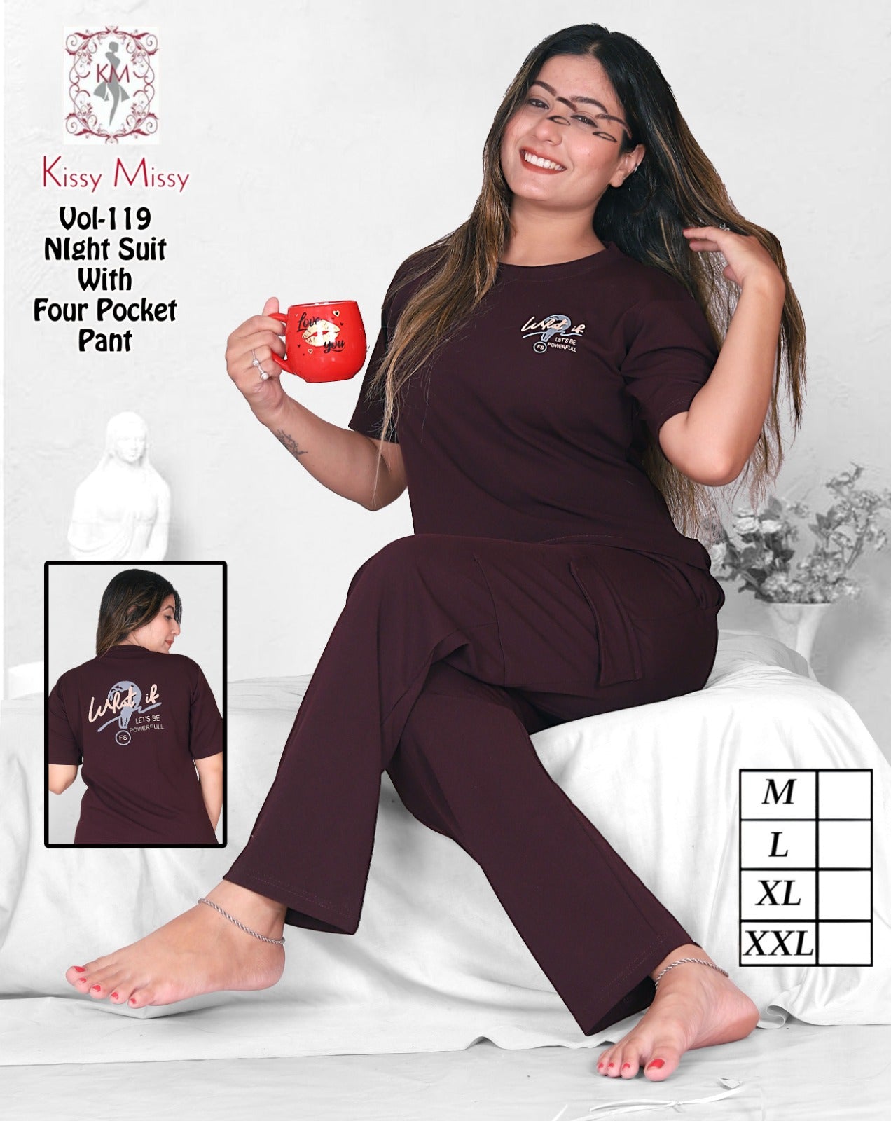 Printed 4-Pocket Night Suit Set