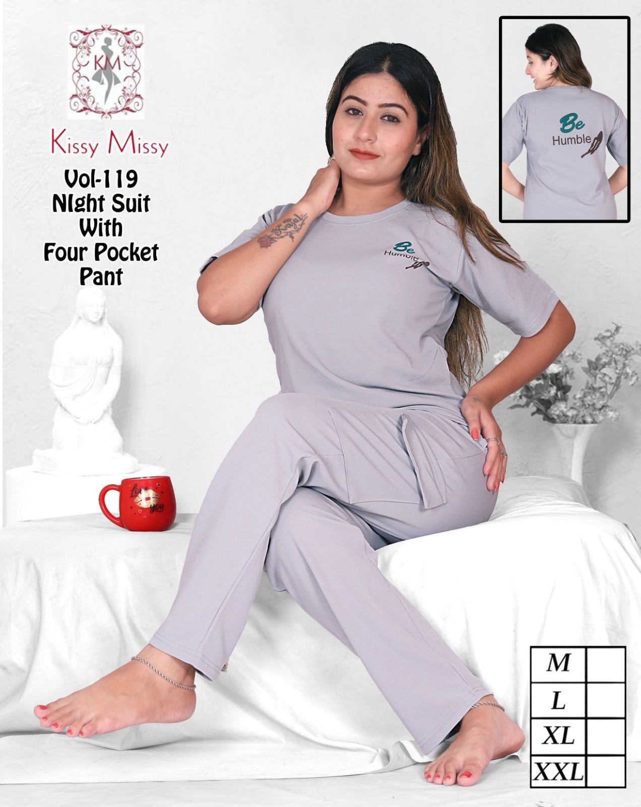 Printed 4-Pocket Night Suit Set