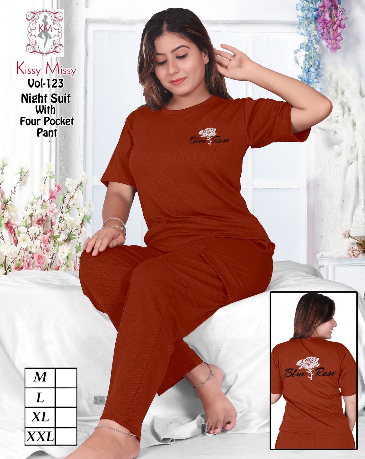 Printed 4-Pocket Night Suit Set