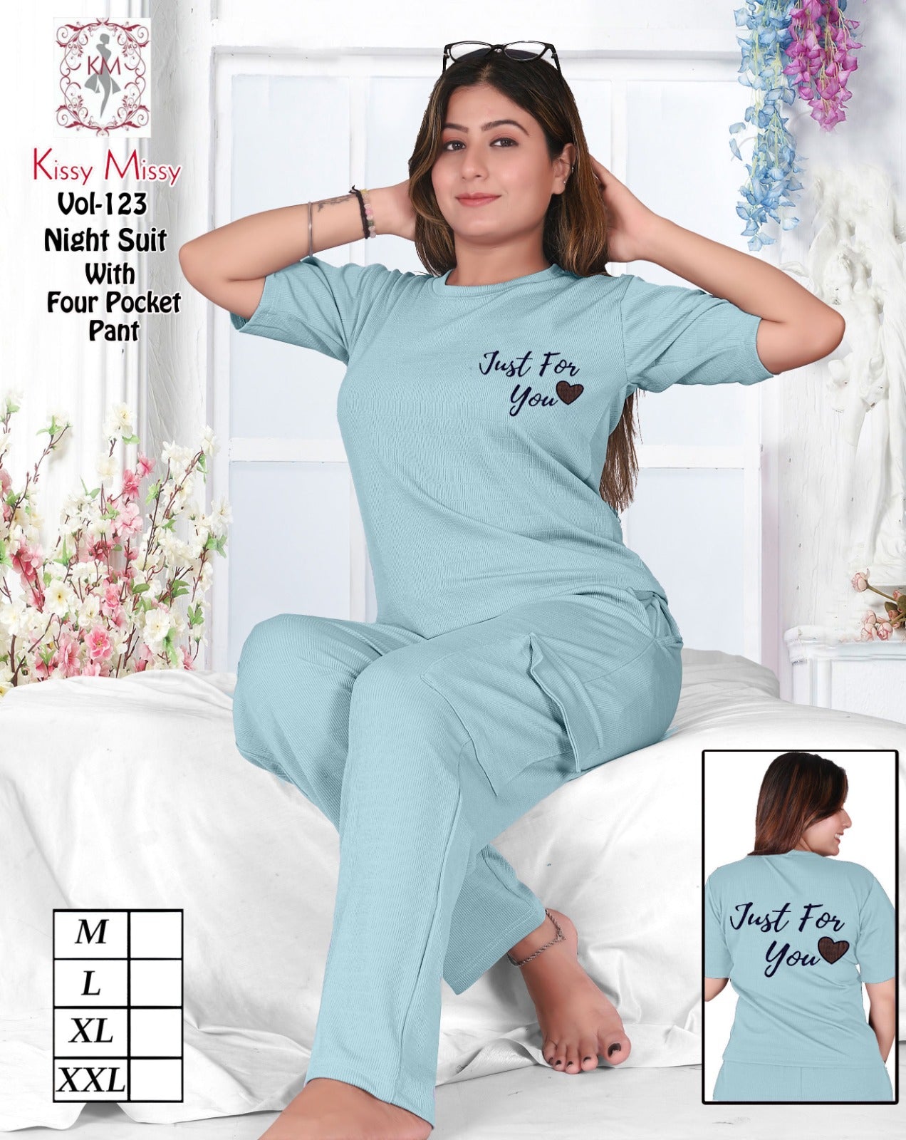 Printed 4-Pocket Night Suit Set