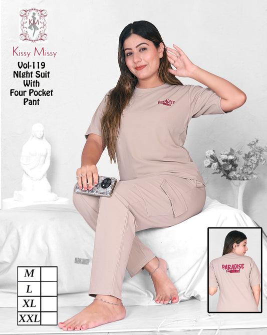 Printed 4-Pocket Night Suit Set