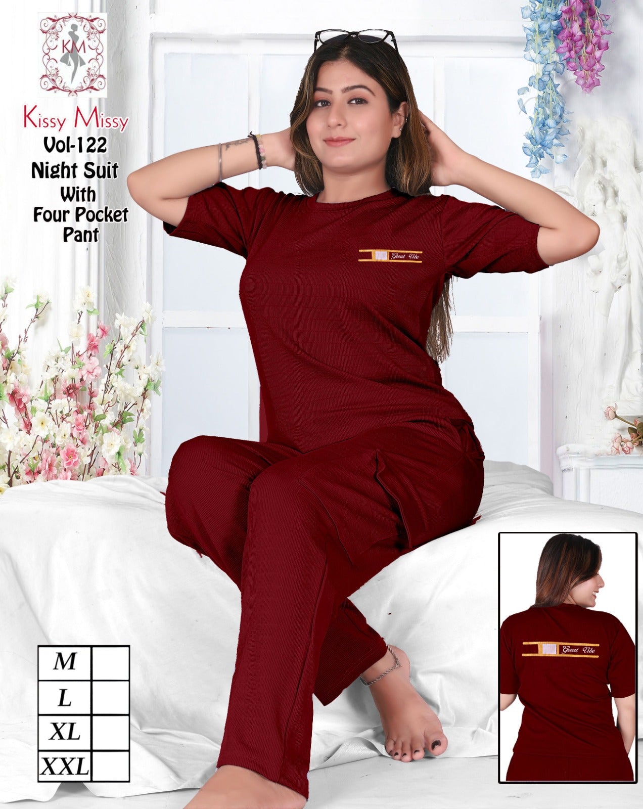 Printed 4-Pocket Night Suit Set