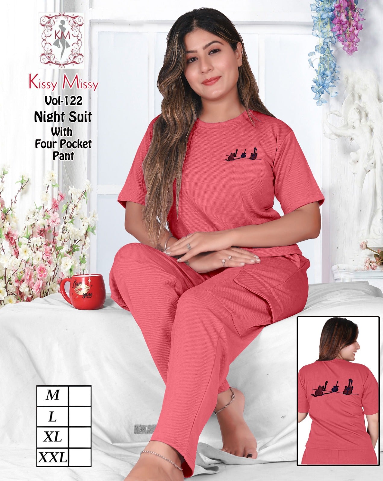 Printed 4-Pocket Night Suit Set