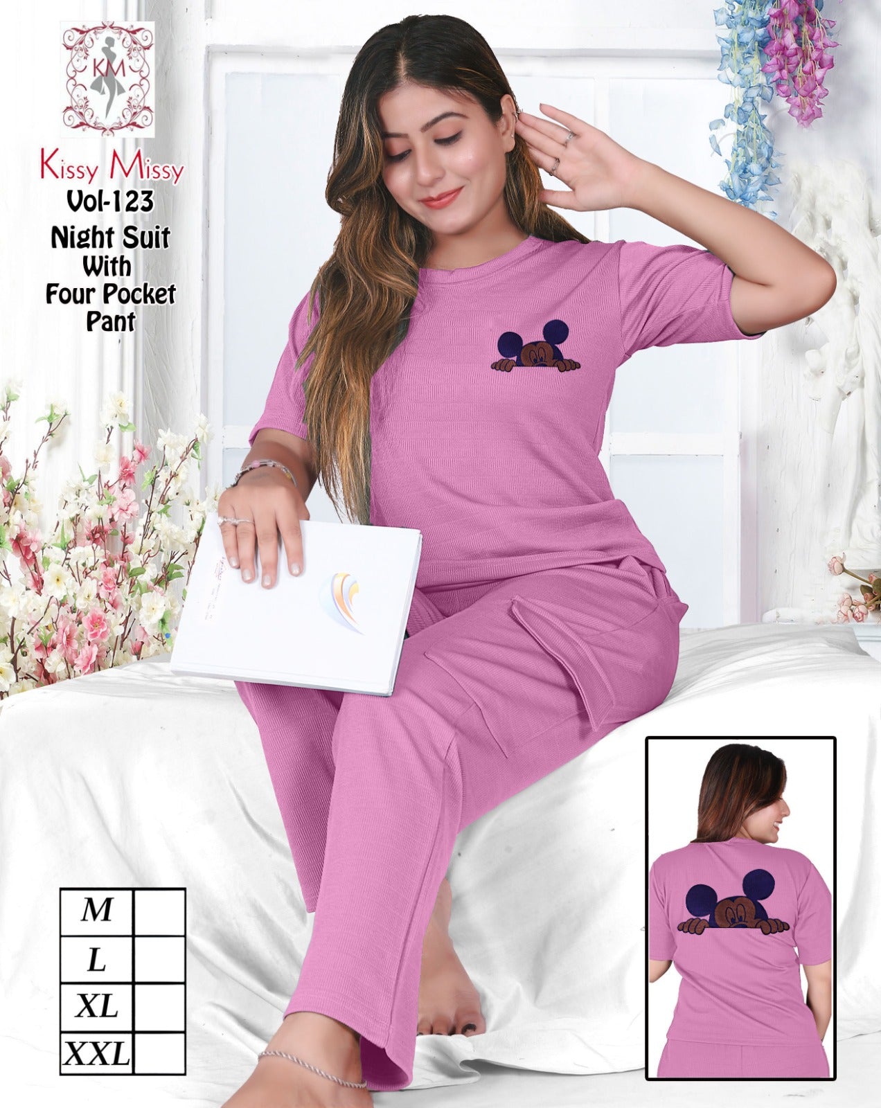 Printed 4-Pocket Night Suit Set