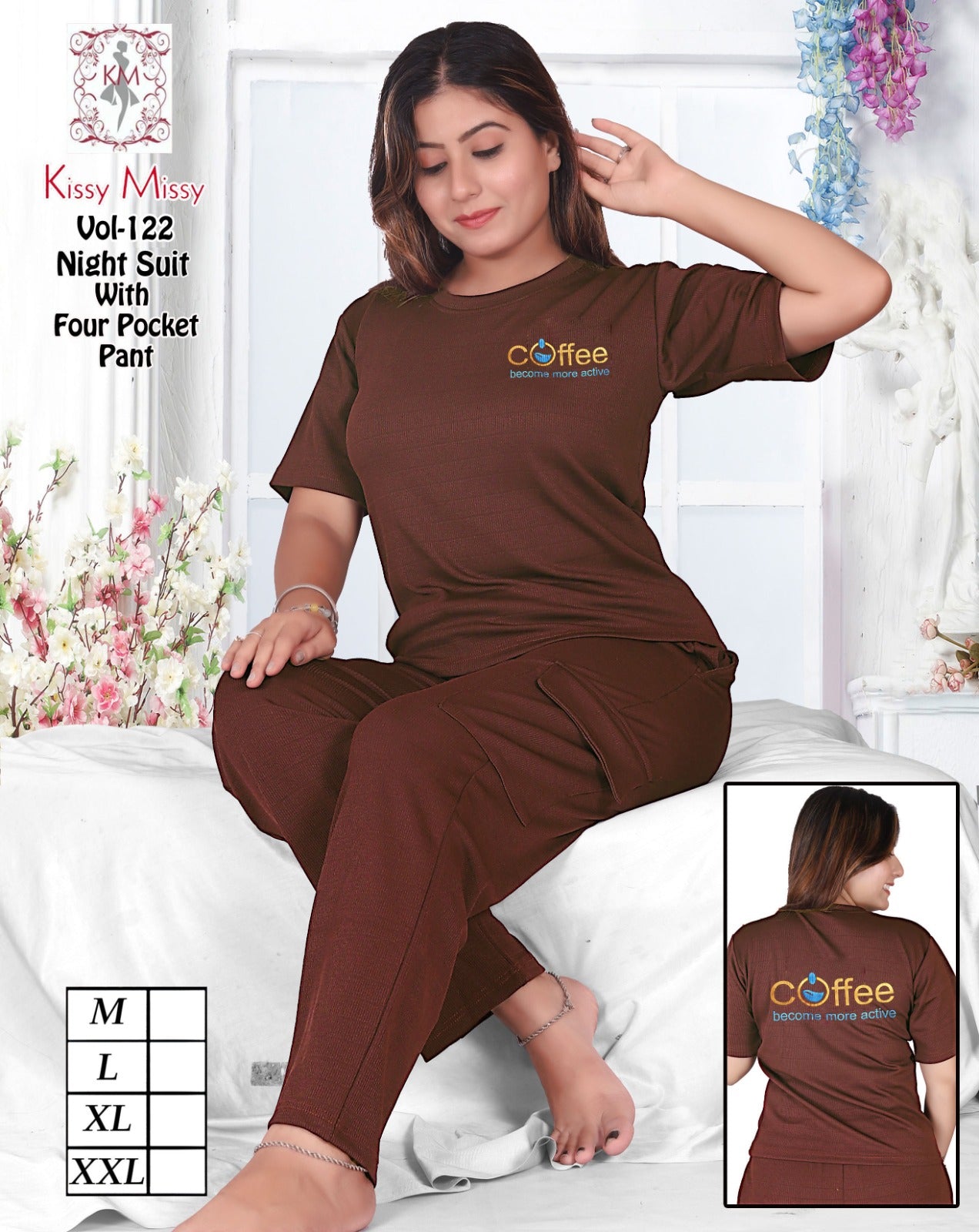 Printed 4-Pocket Night Suit Set