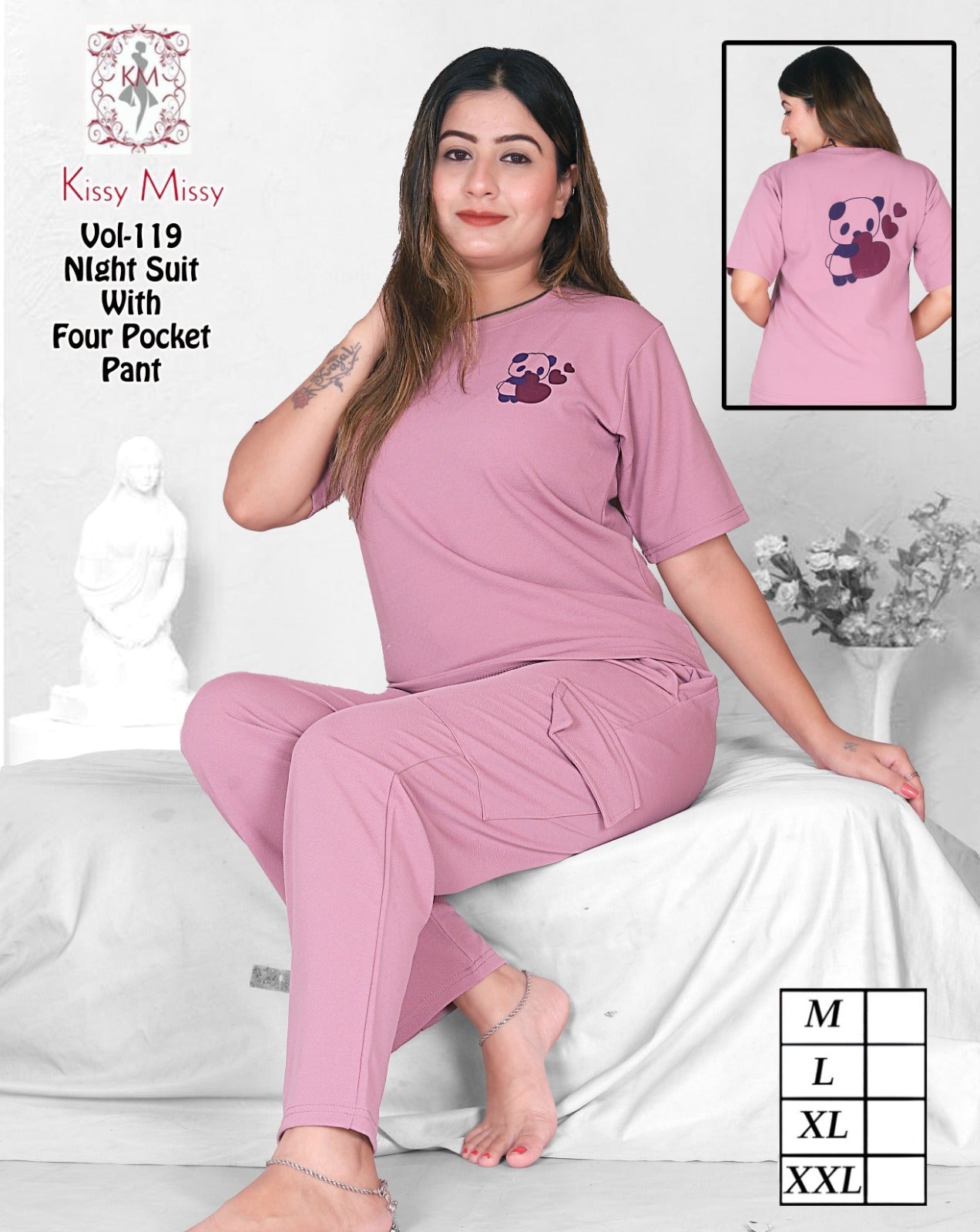 Printed 4-Pocket Night Suit Set