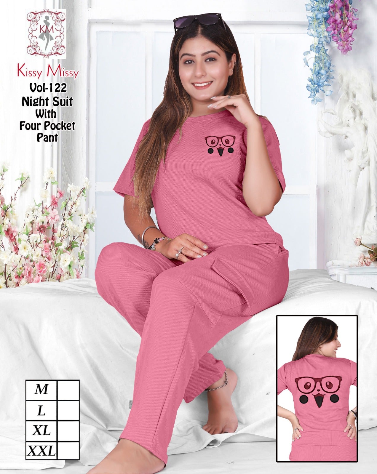 Printed 4-Pocket Night Suit Set